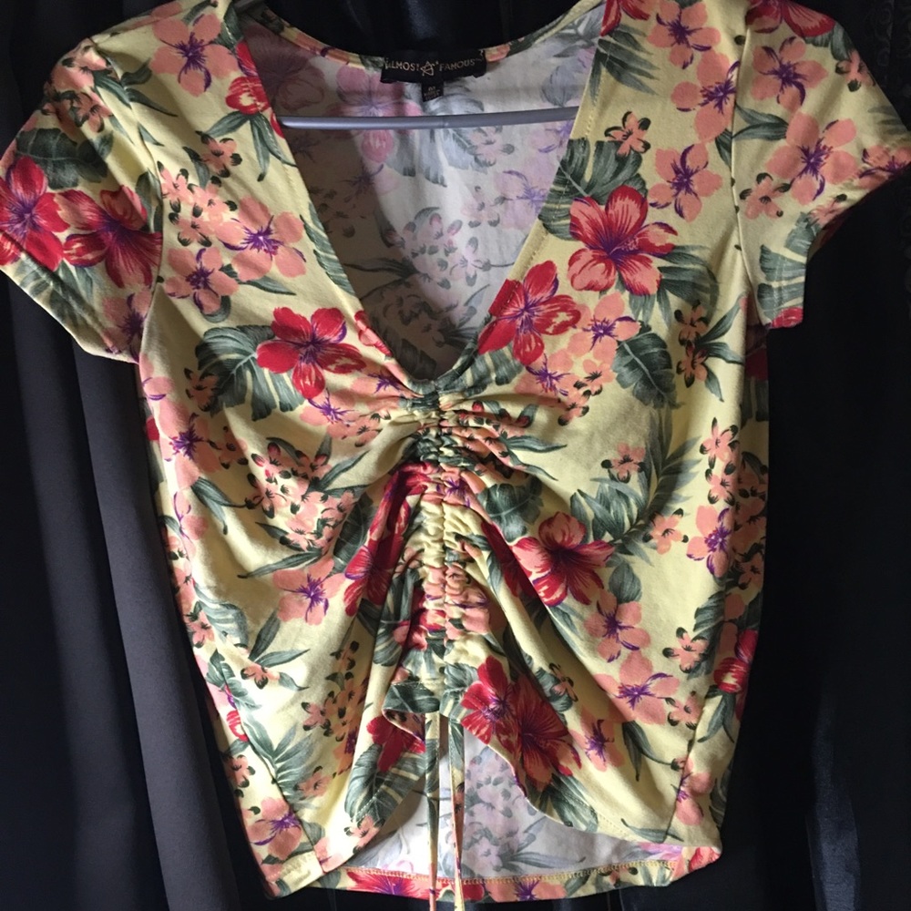 Yellow floral crop top